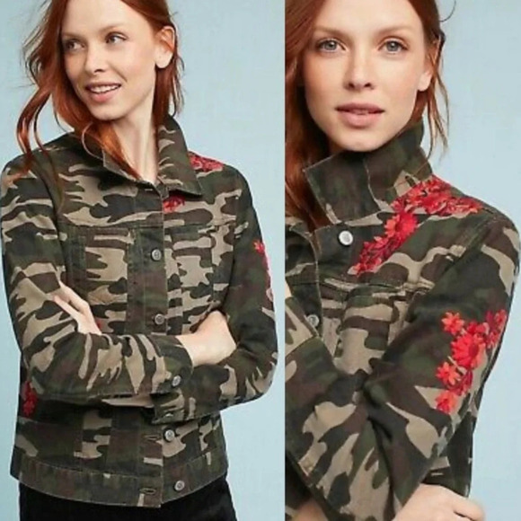 Anthropologie Jackets & Blazers - Anthropologie PILCRO AND THE LETTERPRESS Camo Embroidered Jacket Small